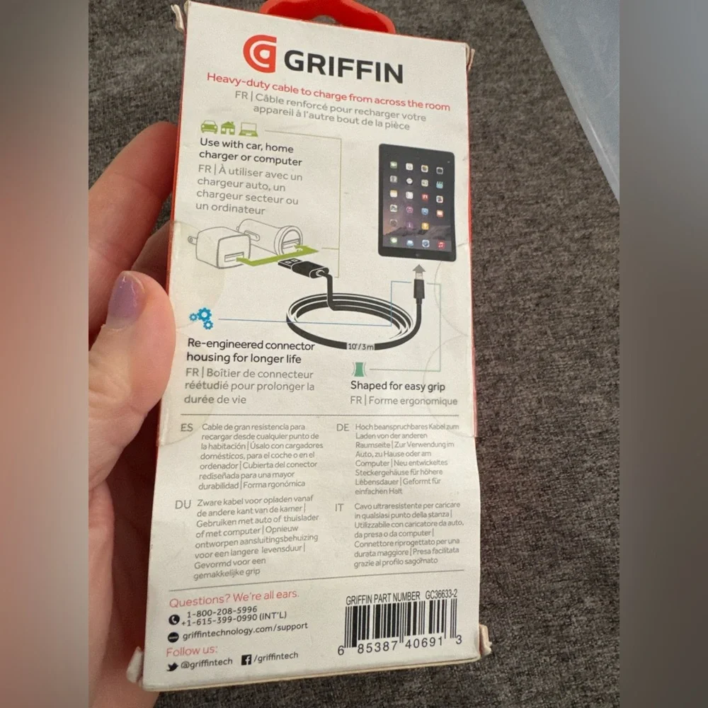 Extra-Long Griffin Charge/Sync Cable 10' Lightning Connector